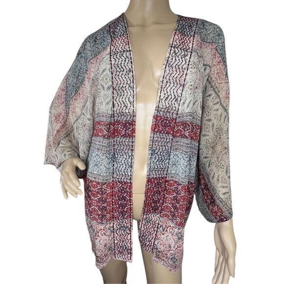 Garnet Hill 100 Percent Silk Lightweight Half Sleeve Bobo Kimono - Picture 1 of 5